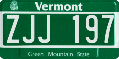 VT license plate ZJJ197