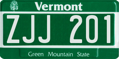 VT license plate ZJJ201