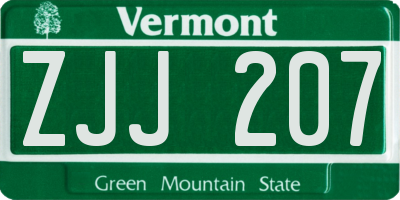 VT license plate ZJJ207