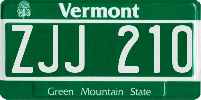 VT license plate ZJJ210
