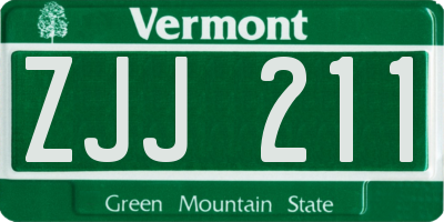 VT license plate ZJJ211
