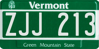 VT license plate ZJJ213
