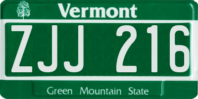 VT license plate ZJJ216