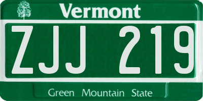 VT license plate ZJJ219