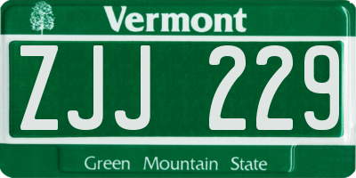 VT license plate ZJJ229