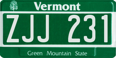 VT license plate ZJJ231
