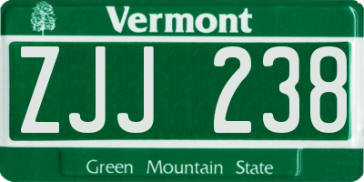VT license plate ZJJ238