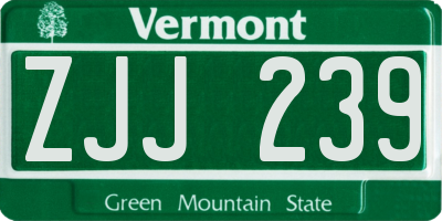 VT license plate ZJJ239