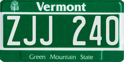 VT license plate ZJJ240