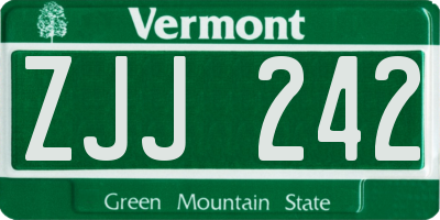 VT license plate ZJJ242