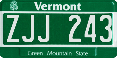 VT license plate ZJJ243