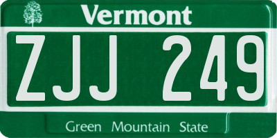 VT license plate ZJJ249