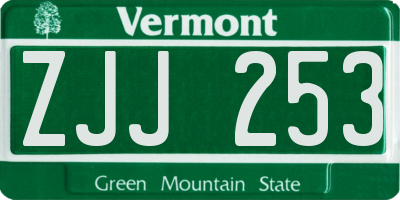 VT license plate ZJJ253