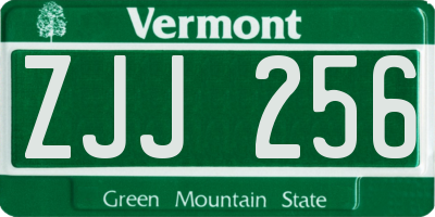 VT license plate ZJJ256