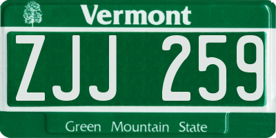 VT license plate ZJJ259