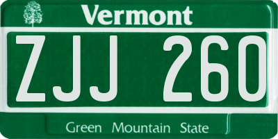 VT license plate ZJJ260