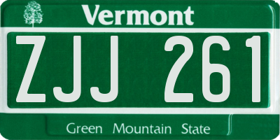 VT license plate ZJJ261