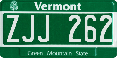 VT license plate ZJJ262