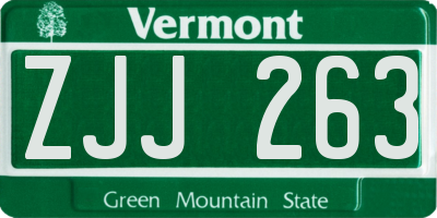 VT license plate ZJJ263