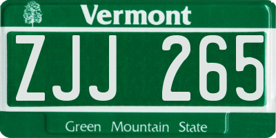 VT license plate ZJJ265
