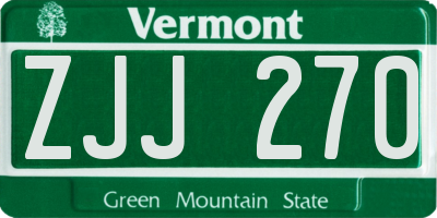 VT license plate ZJJ270