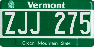 VT license plate ZJJ275