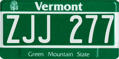 VT license plate ZJJ277
