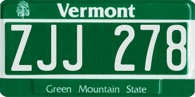 VT license plate ZJJ278