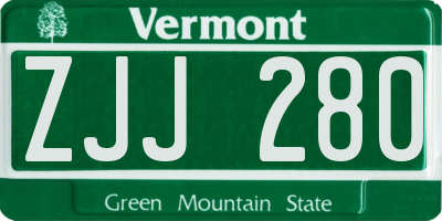 VT license plate ZJJ280
