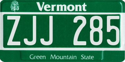 VT license plate ZJJ285