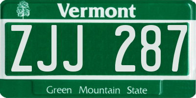 VT license plate ZJJ287