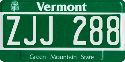 VT license plate ZJJ288