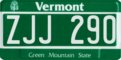 VT license plate ZJJ290