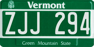 VT license plate ZJJ294