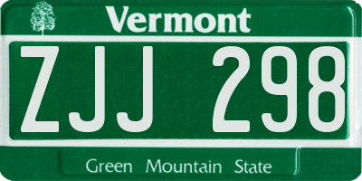 VT license plate ZJJ298