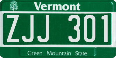 VT license plate ZJJ301