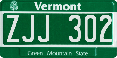 VT license plate ZJJ302