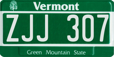 VT license plate ZJJ307
