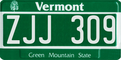 VT license plate ZJJ309