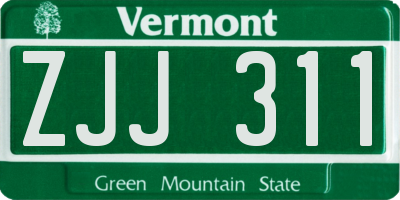 VT license plate ZJJ311