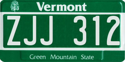 VT license plate ZJJ312