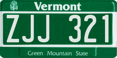 VT license plate ZJJ321