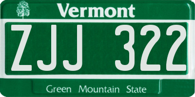 VT license plate ZJJ322