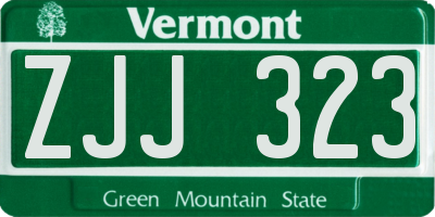 VT license plate ZJJ323
