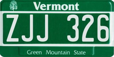 VT license plate ZJJ326