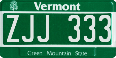 VT license plate ZJJ333