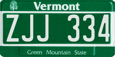 VT license plate ZJJ334