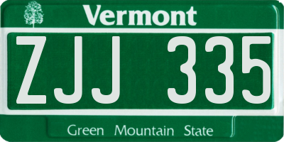 VT license plate ZJJ335