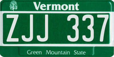 VT license plate ZJJ337