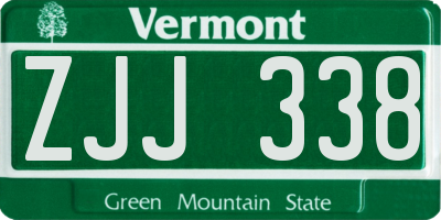 VT license plate ZJJ338